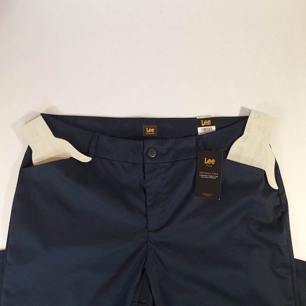 Lee Navy Blue Slacks Pants 18W Women's Straight Leg Mid Rise Stretch Work NWT - Picture 3 of 11
